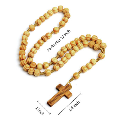 Personalized Wood Rosary with Engraved Name, Customized Wood Cross Rosary
