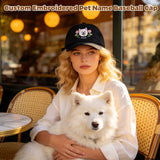 Personalized Embroidered Hats with Pet Portrait & Birth Flower 100% Cotton Custom Name Baseball Cap for Men Women with Adjustable Buckle Christmas Birthday Gift for Pet Owners Lovers Multi