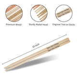 Personalized Wooden Drumsticks with Leather Case Customized Wood Tip Drum Sticks Laser Engraved Gift for Musicians and Drummers Boyfriend Husband Ideal for Weddings Valentine's Day Groomsmen