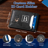 Personalized Bat Wallet with Name  Slim PU Leather ID Wallet Gifts for Men Husband  Boyfriend Dad  Face Eyes Cutout Card Holder with Multiple Card Slots Father's Day Birthday Anniversary