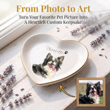 Personalized Pet Portrait Jewelry Tray Watercolor Dog Photo with Name & Paw Print Handpainted Ceramic Ring Dish Sympathy Gift Pet Owner Cat Memorial Gift Gifts for Pet Lovers Family Friends