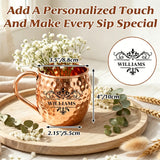 Personalized Moscow Mule Copper Mug 100% Pure Copper Mug Custom Engraved Initials and Name  Large 16 oz Rustic Bar Drinkware Hammered Cocktail Cup Wedding Anniversary Birthday Xmas Gifts