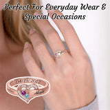 Personalized Heart Birthstone Ring 1-8 Birthstones and Name