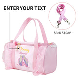 Personalized Kids Dance Ballet Bag Large Capacity Fashion Tote Bag Custom Dance Bag Waterproof Kids Travel Bag Pink Lace Bag for Girls Yoga Bag Dance Duffle Bag
