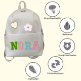 Personalized Backpack with Patches Custom Name Travel Bag Chenille Letter Patches Preppy Backpack Back to School Backpack Large Capacity Daycare Bag Birthday Gift Personalized Gift 10*5*13"