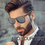 Personalized Wood Grain Sunglasses with Leather Box