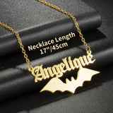 Personalized Old English Bat Name Necklace