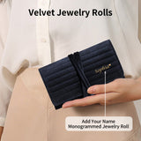 Personalized Velvet Jewelry Rolls for Women, Travel Jewelry Organizer