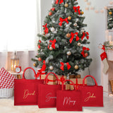 Personalized Red Jute Tote Bag