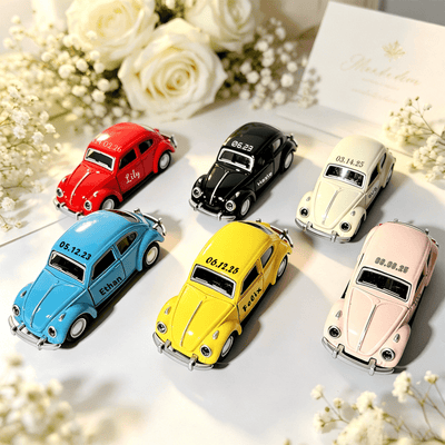 Personalized Mini Vintage Car Model for Wedding Custom Name and Date Wedding Party Thank You Gift for Ring Bearer Groomsmen Guests Retro Car Desk Ornament Birthday Gifts Party Gifts