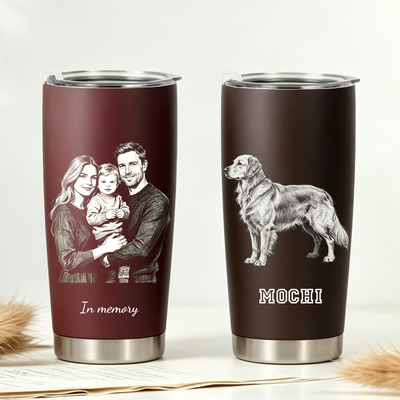 Personalized 20oz Tumbler with Engraved Picture & Text 20 Oz Stainless Steel Travel Tumbler Cup Mug Personalized Gifts for Father's Day Birthday Christmas Anniversary for Men Women Kids