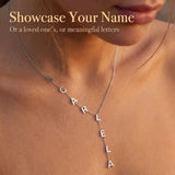 Personalized Lariat Initial Necklace for Women Custom Y-Shaped Name Necklace 18k Gold Plated Jewelry Gifts for Mom Wife Girlfriend Bridesmaids Mother's Day Anniversary Wedding Gifts