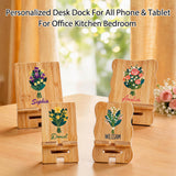 Personalized Wood Phone Stand for Women Custom Phone Holder with Name & Birth Flower Portable Tablet Stand for Home Office Travel Treadmill Compatible with All Cell Phones Birthday Gifts