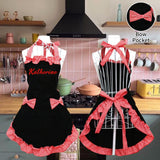 Personalized Name Embroidered Women's Apron | Customized Retro Cute Apron