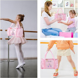 Personalized Kids Dance Ballet Bag Large Capacity Fashion Tote Bag Custom Dance Bag Waterproof Kids Travel Bag Pink Lace Bag for Girls Yoga Bag Dance Duffle Bag