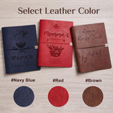 Handmade Leather Recipe Book, Personalized Engraving Name Journal Notebook