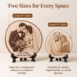Personalized Couple Photo Wood Decor Custom Engraved Portrait on Wood Slice with Display Stand Newlywed Gifts Idea Rustic Wall Art 5th Anniversary Wedding Engagement Gift for Couple