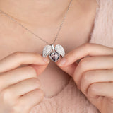 My Guardian Angel Always Close to My Heart - Personalized Sterling Silver Angel Wing Photo Locket Necklace