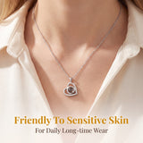 Personalized Picture Projection Necklace for Women Sterling Silver Portrait Jewelry Custom Photo Inside with Heart Charm Gifts for Mom Grandma Wife Bride Birthday Anniversary Xmas Gifts