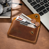 Personalised Leather Card Holder, Custom Slim Compact Wallet