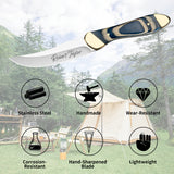 Personalized Straight Knife with PU Leather Sheath