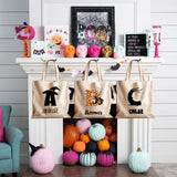 Personalized Halloween Tote Bag with Name, Custom Printed Name Halloween Basket
