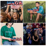 MAGA Design, Trump Signs for Yard, Metal Sign with USA Flag and Stars