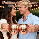 Personalized Moscow Mule Copper Mug 100% Pure Copper Mug Custom Engraved Initials and Name  Large 16 oz Rustic Bar Drinkware Hammered Cocktail Cup Wedding Anniversary Birthday Xmas Gifts