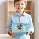 Personalized Cartoon Animal Photo Microwavable Lunch Box with Name Text and Cutlery Picnic Outdoor Activity Use Back to School Gift for Students