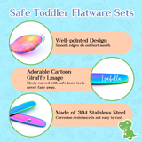Personalized 6 Colors Unicorn Dinosaur Children's Stainless Steel  Cutlery Set