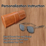 Personalized Wood Grain Sunglasses with Leather Box