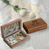 Personalized Wooden Jewelry Box, Travel Jewelry Case, Large Storage, Ring Compartments, Built in Necklace Hooks