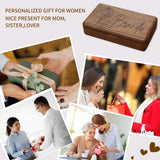 Personalized Wooden Jewelry Box with Birth Flower Name, Customized Gift for Women