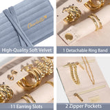 Personalized Velvet Jewelry Rolls for Women, Travel Jewelry Organizer