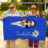 Personalized Beach Towels with Name and Birth Flower  Cartoon Women Oversized Beach Towel  Travel Beach Towel for Women for Swimming Pool Camping Beach  Gifts for Sisters Friends Besties Adult Gift
