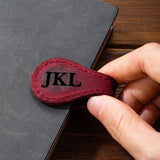 Personalized Magnetic Leather Bookmark with Engraved Monogram Reader