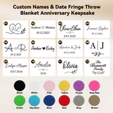 Personalized Couples Blanket with Embroidered Name & Date Wedding Gifts for Couples 2026 Cozy Fringe Blanket for Bed, Sofa Home Decor Cozy Gifts for Women Anniversary Birthday Wedding