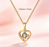Personalized Picture Projection Necklace for Women - Custom Photo Love Heart Pendant - Customized Portrait Jewelry - Birthday Anniversary Memorial Gifts for Her
