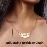 Personalized Old English Bat Name Necklace