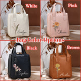 Personalized Birth Flower Makeup Bag with Name