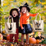 Personalized Halloween Tote Bag with Name, Custom Printed Name Halloween Basket