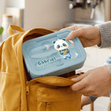 Personalized Cartoon Animal Photo Microwavable Lunch Box with Name Text and Cutlery Picnic Outdoor Activity Use Back to School Gift for Students