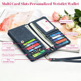 Personalized Wristlet Wallet for Women Custom Pearl Initial Birth Flower and Name  PU Leather Wallet with Coin Pocket  Id Window & Grip Hand Strap  Mother's Day  Birthday Gift for Mom Friends