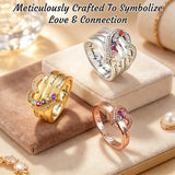 Personalized Heart Birthstone Ring 1-8 Birthstones and Name