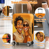 Personalized Luggage Cover Custom Comic Portrait from Photo Travel Accessories Double Sided Elastic Washable 18-32" Suitcase Protector Gifts Travel Lovers Couples Family Friends