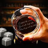 Personalized Whiskey Glass for Men, Bourbon Glass with Stainless Steel Ice Cubes