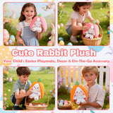 Personalized Easter Bunny Plush Rabbit Hiding in A Zip-Up Strawberry or Carrot Custom Name 100% Cotton Stuffed Plush Toy Easter Basket Stuffers Easter Fun Gifts for Kids Girls Boys
