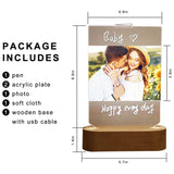 Personalized Photo Lamp 3D LED Light with Pen Writing Your Words Custom Light Up Sign Acrylic Plaque Wooden Base Night Light Table Lamp for Mom Dad Boys Girls Birthday Anniversary Wedding Gift