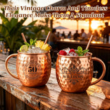 Personalized Moscow Mule Copper Mug 100% Pure Copper Mug Custom Engraved Initials and Name  Large 16 oz Rustic Bar Drinkware Hammered Cocktail Cup Wedding Anniversary Birthday Xmas Gifts