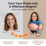Personalized Face Squishy Belly Fridge Magnet Custom Photo Fridge Magnet with 3D Soft Squeeze Belly Cute Funny Gifts for Family Friends Couple Birthday Father's Day Anniversary Xmas Gifts